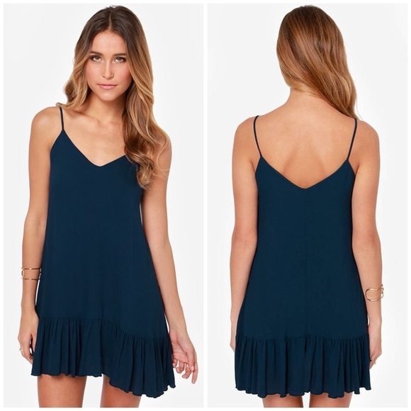 LULU’S Let It Flow Navy Blue Dress - Picture 1 of 4